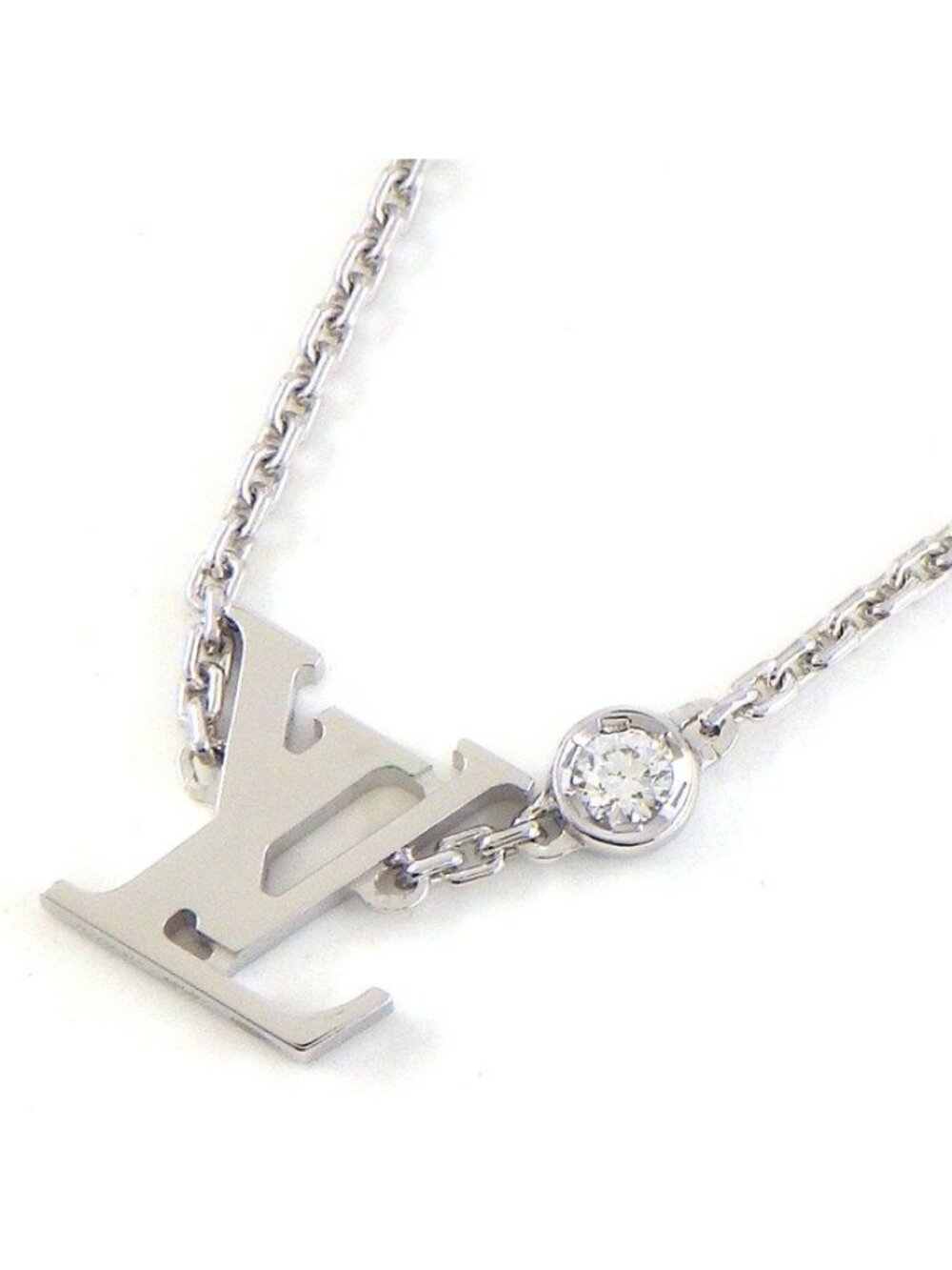 Louis Vuitton Necklace Pendentif Idylle Blossom Monogram Diamond 18k White Gold